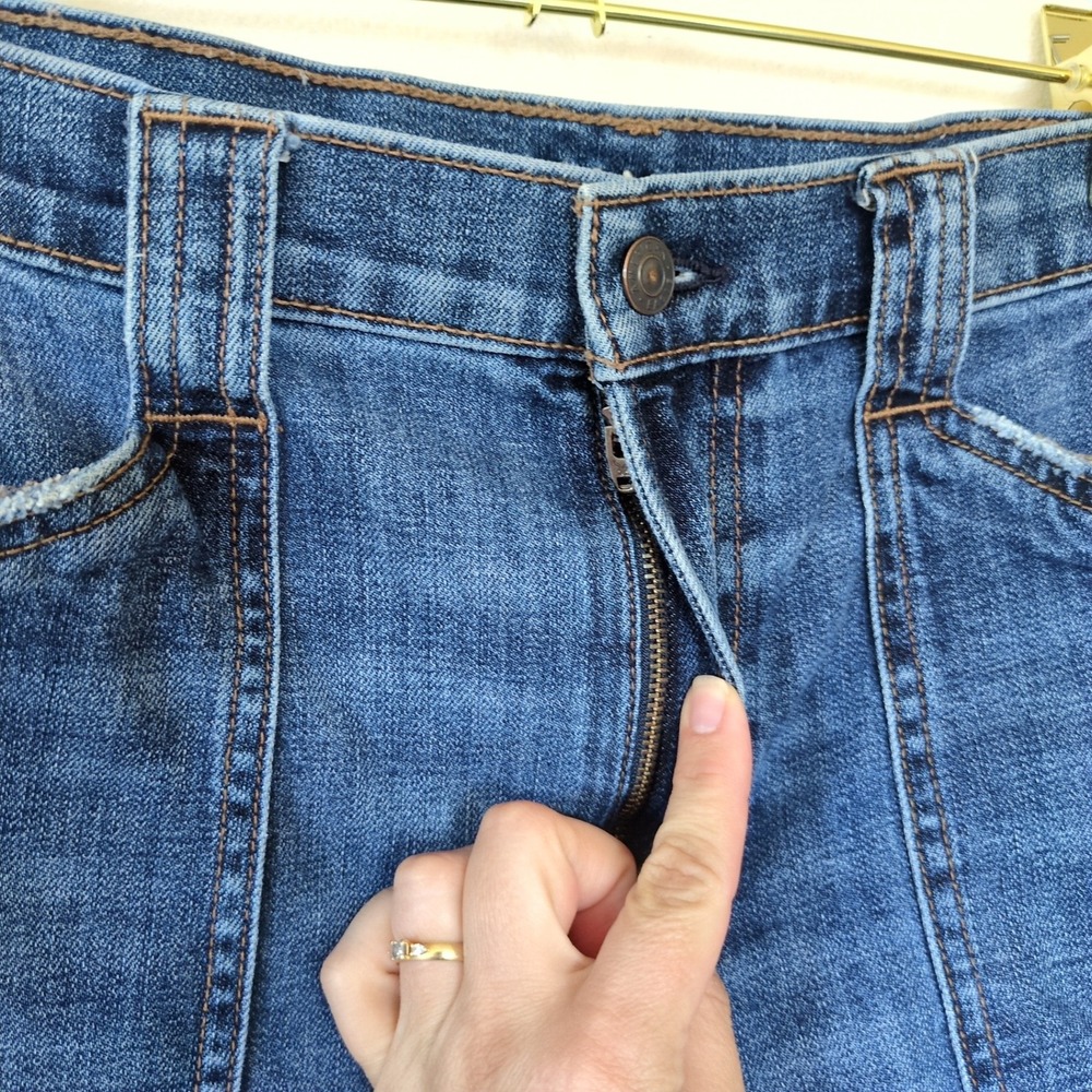 American Eagle Stovepipe Utility Pocket Jeans Crop Raw Hem Stretch Size 12 - Picture 3 of 12